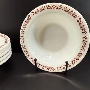 Vintage Anchor Hocking Fire-King Copper Filigree Soup Bowls Set of 6 MCM USA